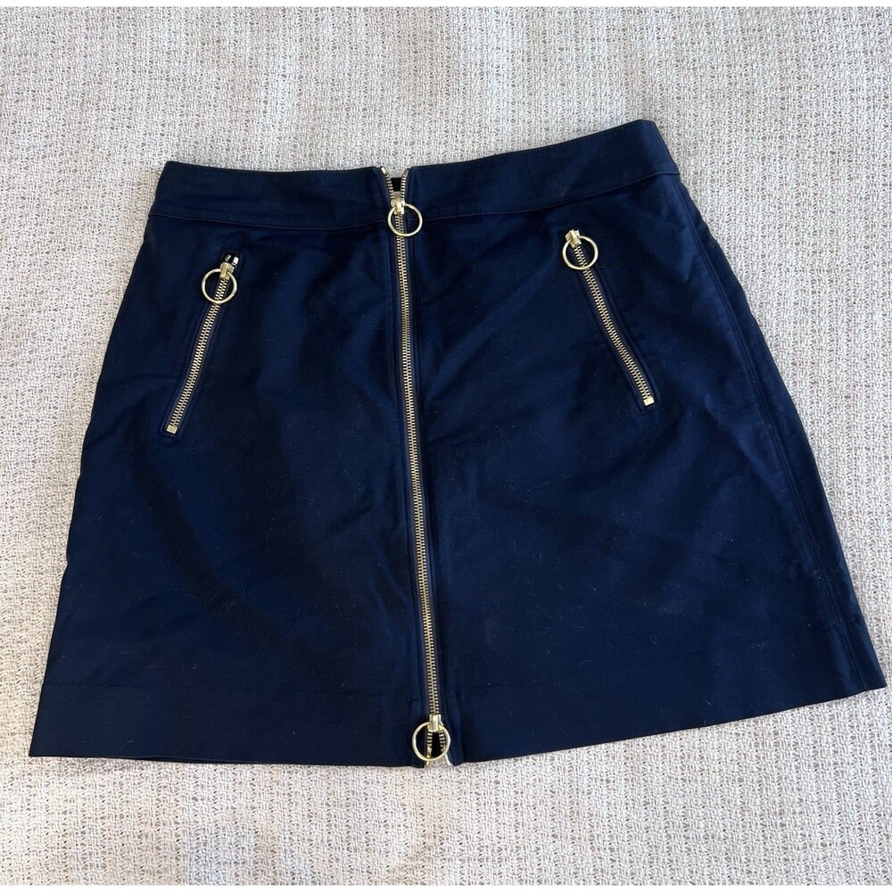 MICHAEL KORS Women's Short Skirt US 10 Navy Blue Zipper Modern
